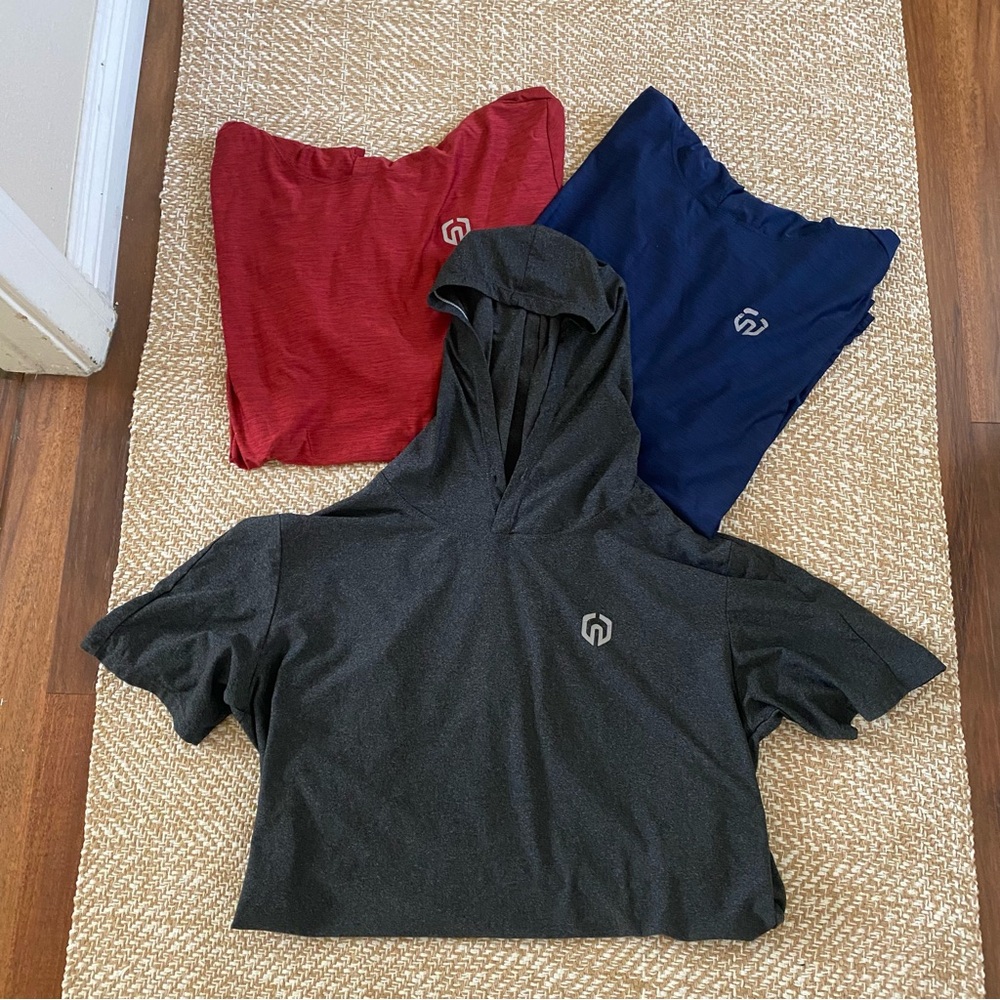 Neleus Men’s dri-fit workout tees with‎ hood